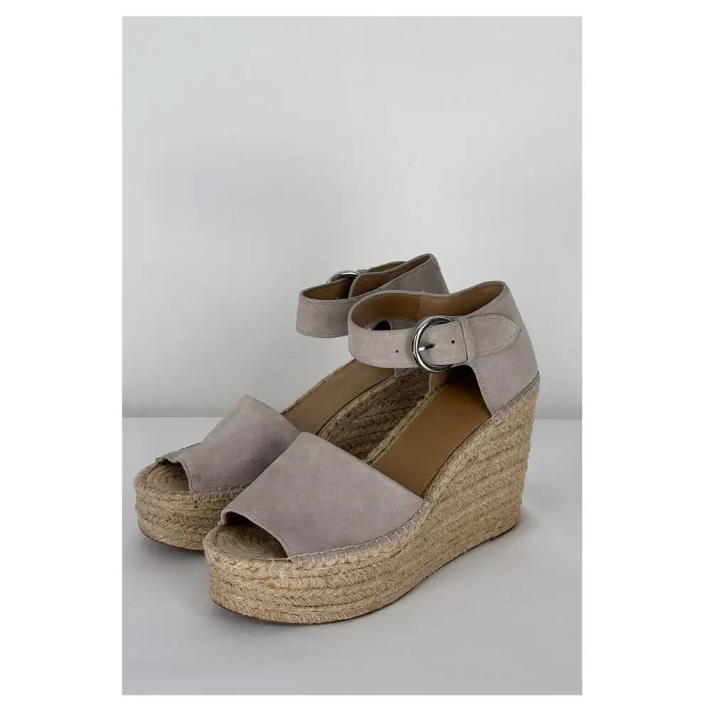 Marc Fisher Suede Alida Espadrille Platform Wedge Womens Size 9 Leather Shoe